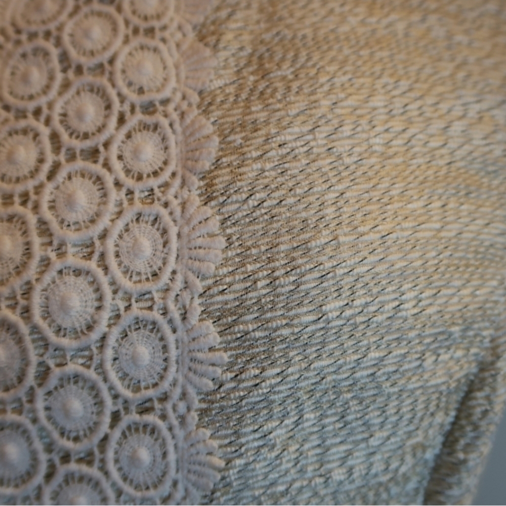 Kensie Cream Fit & Flare Textured Lace Dress Medium - Picture 3 of 7